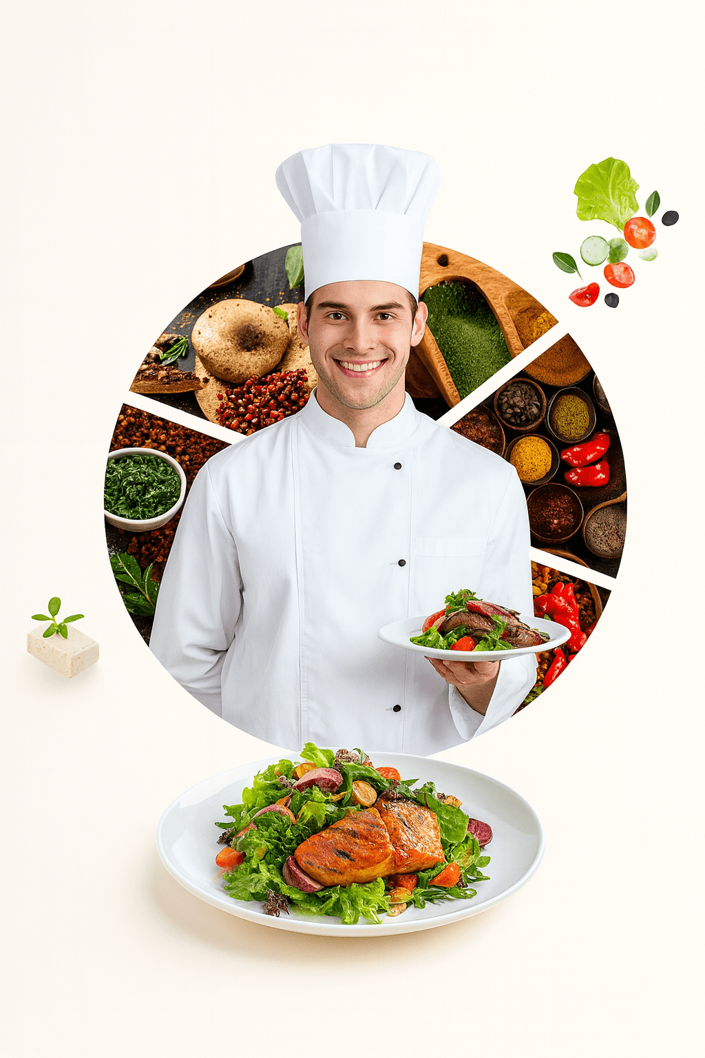 Head chef holding signature dish