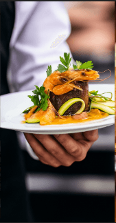 Chef presenting gourmet dish